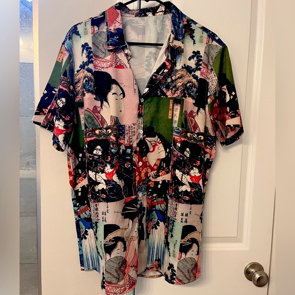 Vintage Japanese Traditional Button-Up - XL